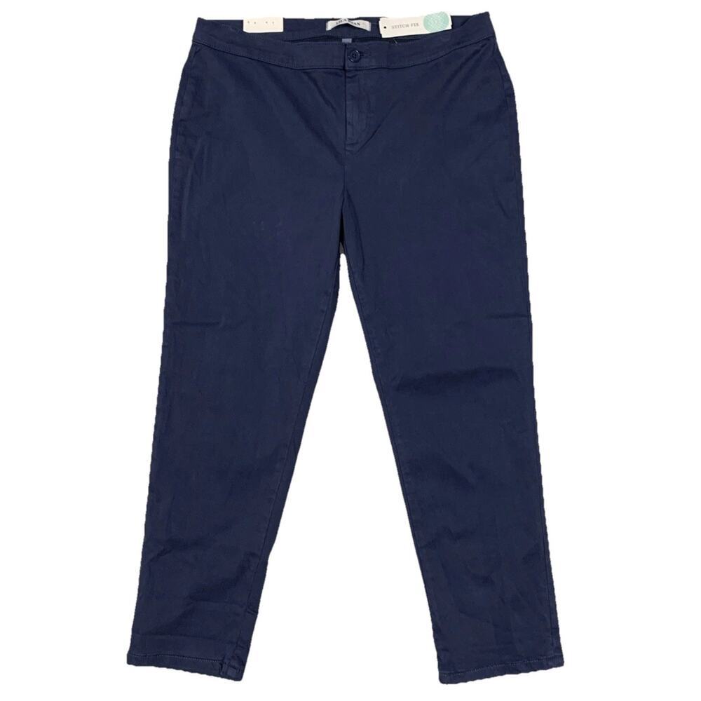 Lila Ryan Zuri Skinny Pants Womens 14 Petite Blue Stretch Ankle Work Pants